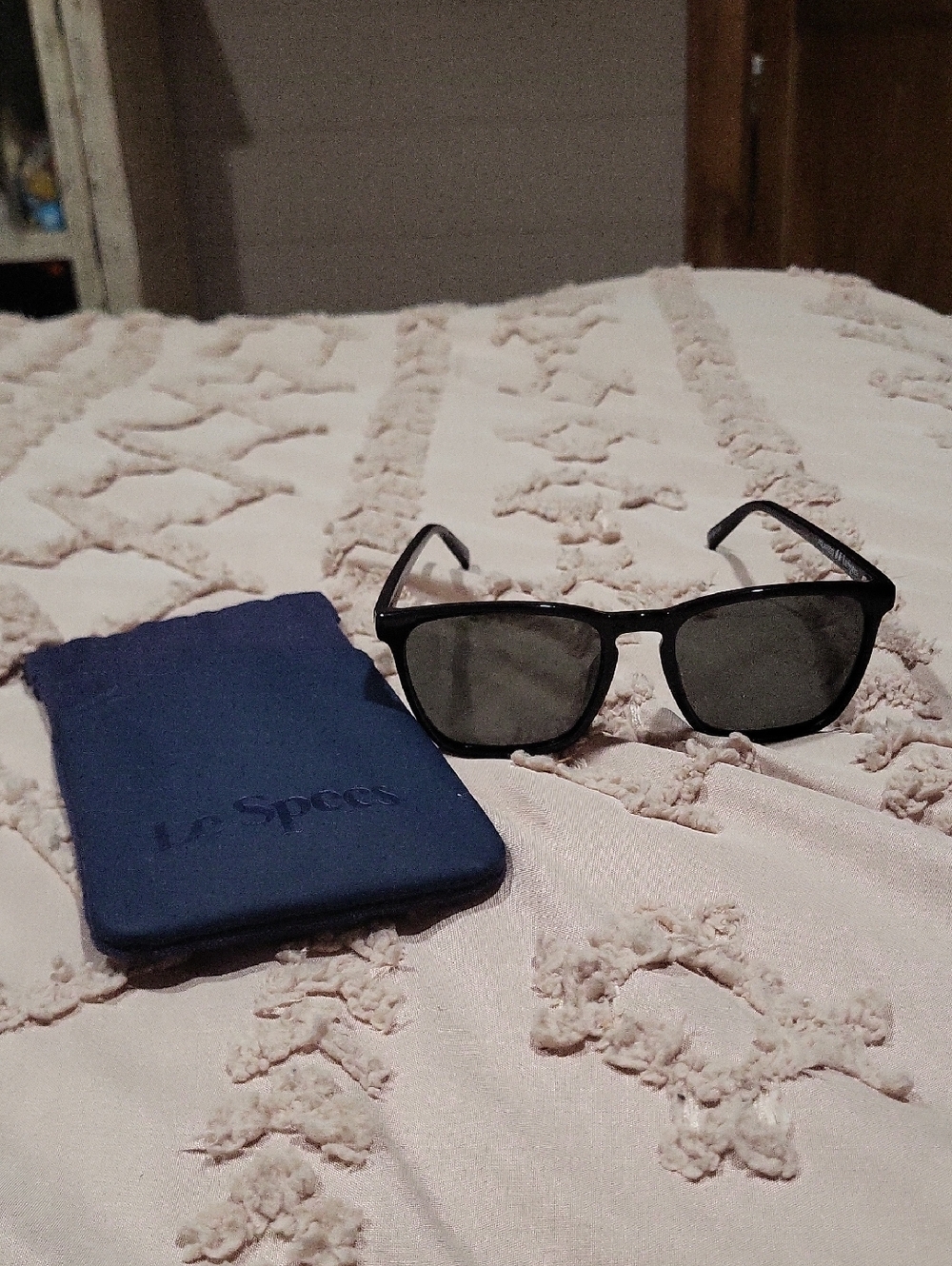 Le Spec Polarized Classic Black Frame Sunglasses with Dark Lenses
